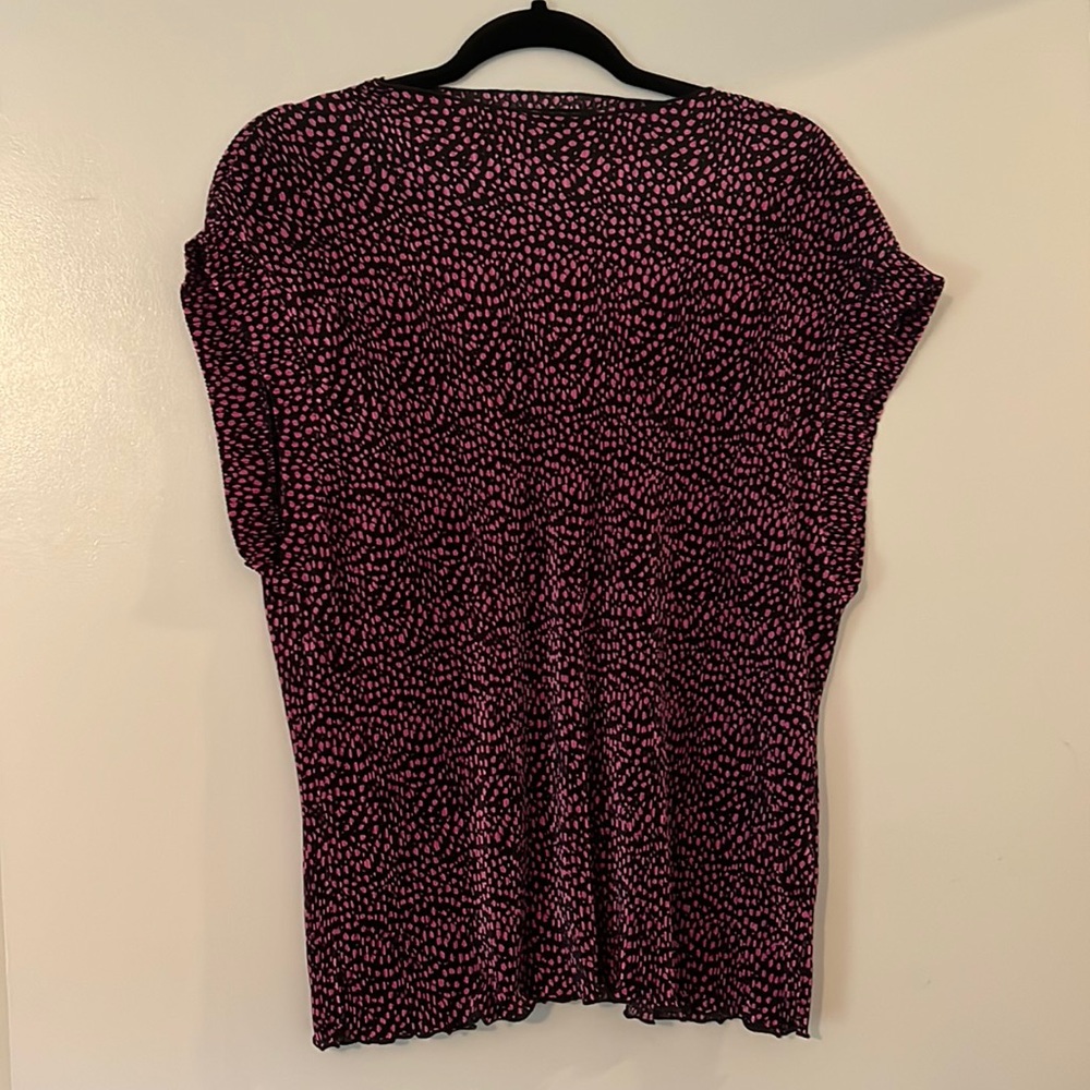 Zara pink and black pleated printed blouse - size L